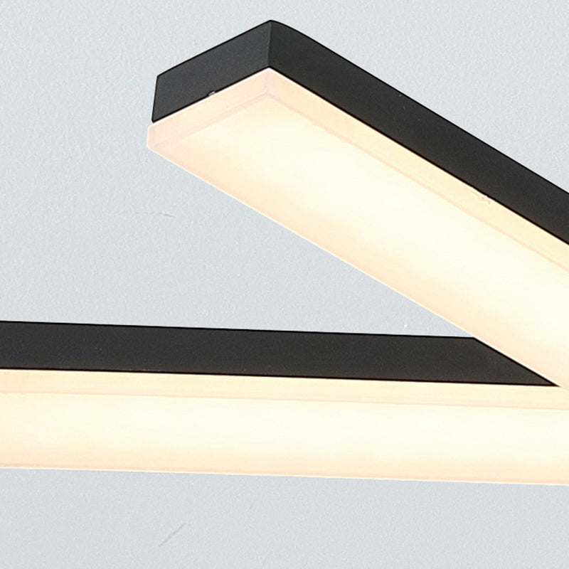 Modern Black Linear Ceiling Mount LED Flush Light Fixture - 27" Wide - Natural Light/Remote Control Dimming