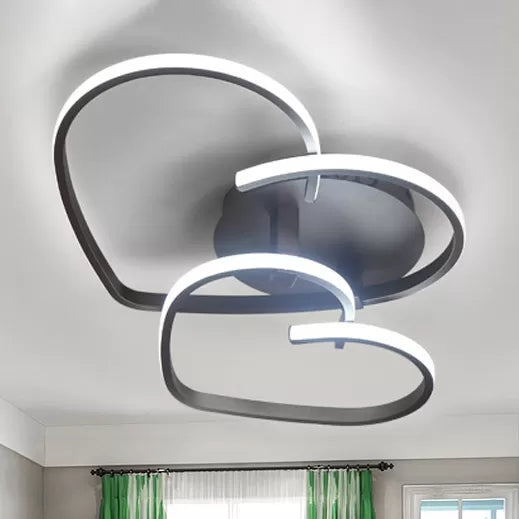 Modern Acrylic Loving Heart Brown Ceiling Light for Child Bedroom - Flush Mount Fixture