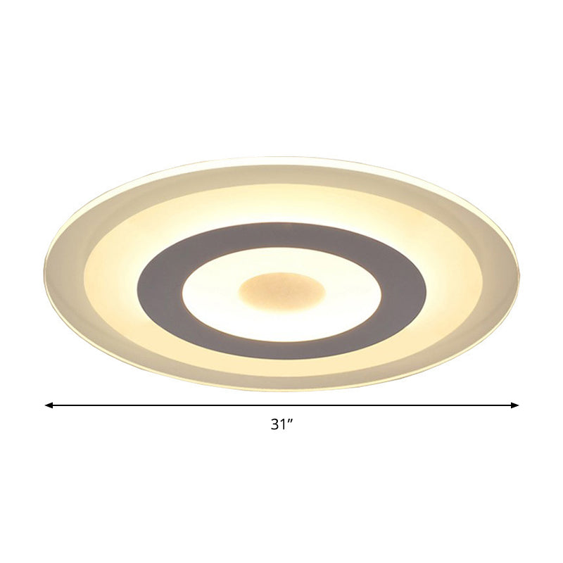 Simple Style White LED Ceiling Light - 16"/19.5"/23.5" Wide Flush Mount Disc Fixture with Dual Lighting Options - White or Warm Inner Light