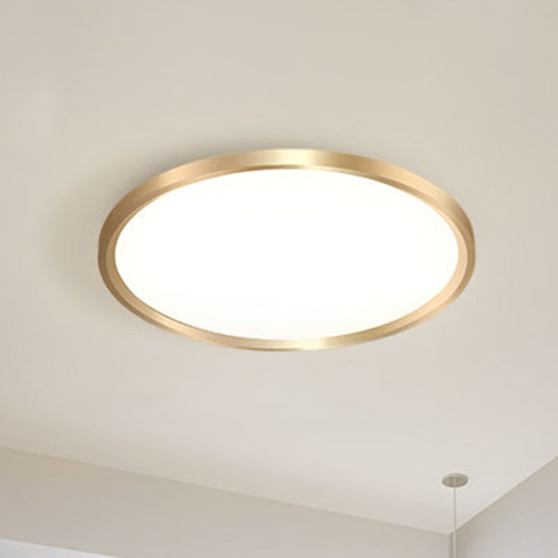 Gold Disk Flush Mount LED Ceiling Light in Warm/White Light, 12"/16"/19.5" Wide