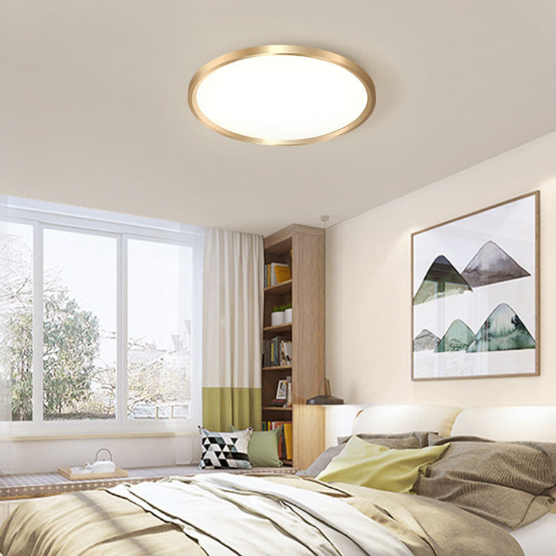 Gold Disk Flush Mount LED Ceiling Light in Warm/White Light, 12"/16"/19.5" Wide