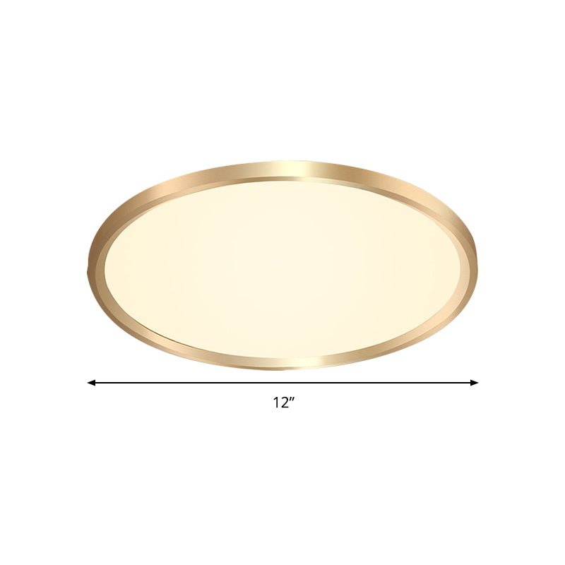 Gold Disk Flush Mount LED Ceiling Light in Warm/White Light, 12"/16"/19.5" Wide