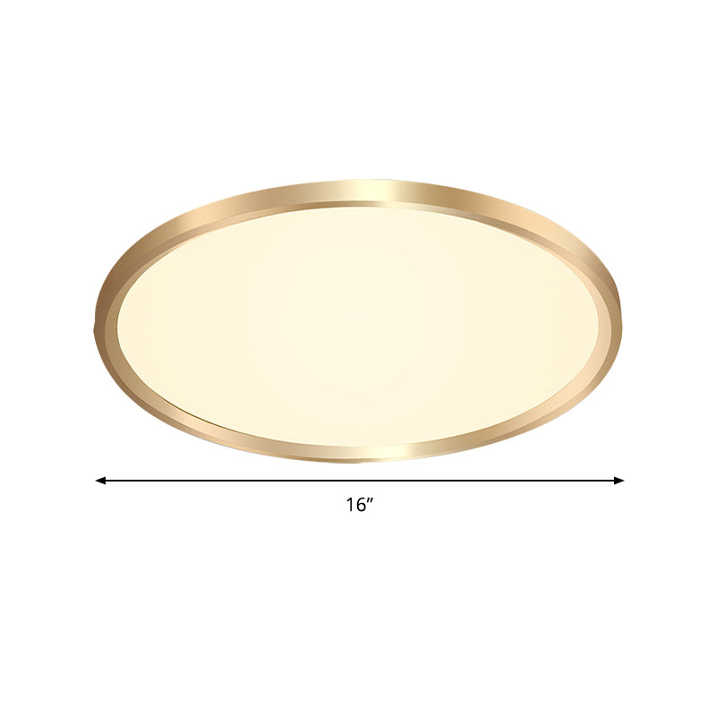 Gold Disk Flush Mount LED Ceiling Light in Warm/White Light, 12"/16"/19.5" Wide