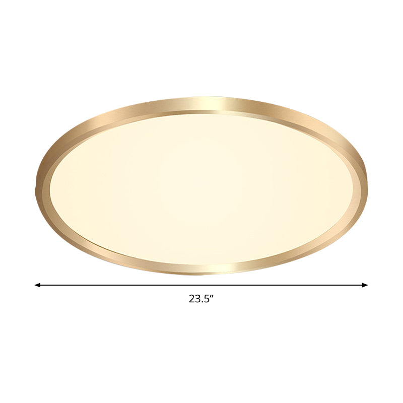 Gold Disk Flush Mount LED Ceiling Light in Warm/White Light, 12"/16"/19.5" Wide