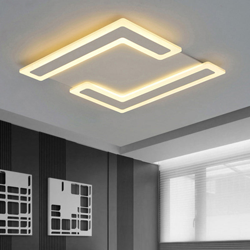 Simple Style Double 7-Shape LED Ceiling Light - Warm/White Light