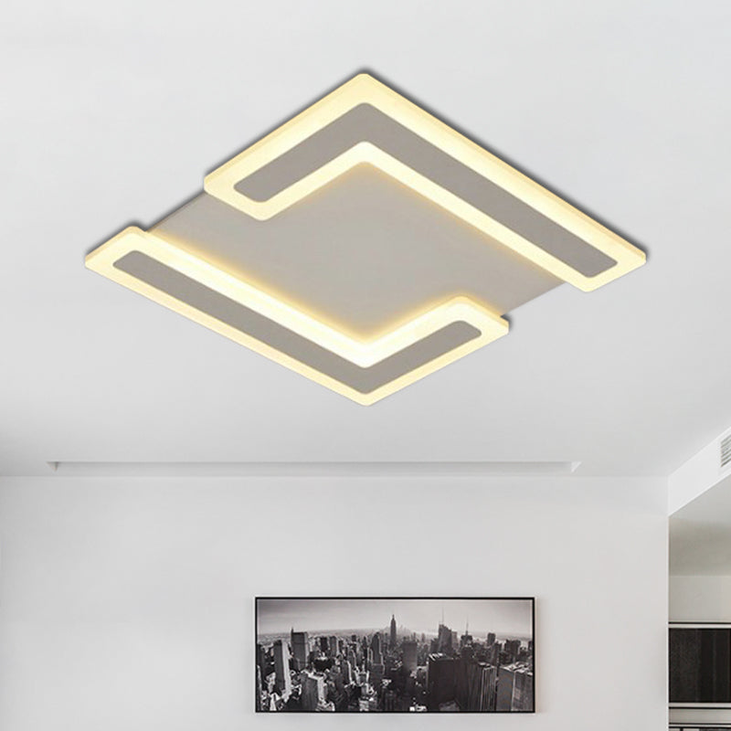 Simple Style Double 7-Shape LED Ceiling Light - Warm/White Light