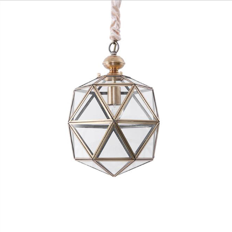 Colonial Clear Glass Pendant Light - Single Head Suspension Lamp For Porch