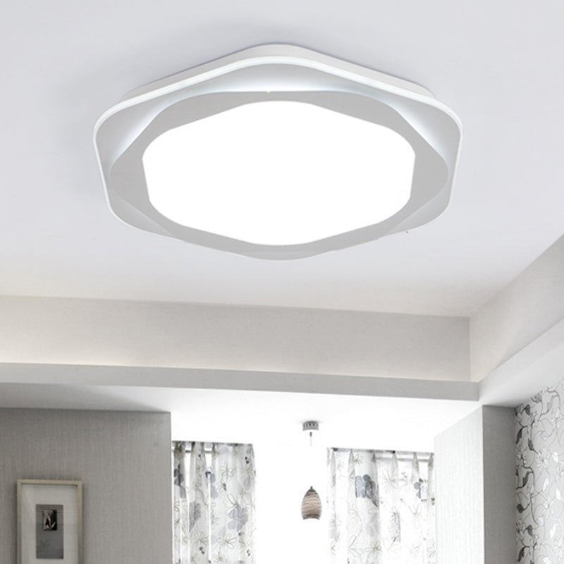 Contemporary Hexagon Acrylic Flush Mount LED Ceiling Lamp - 16.5"/20.5" Wide, White - Warm/White/3 Color Light