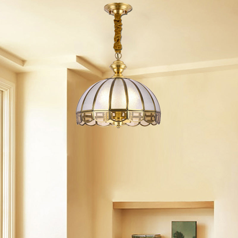 Vintage Brass Water Glass Dome Pendant Lamp: Hanging Ceiling Light With 1 Bulb