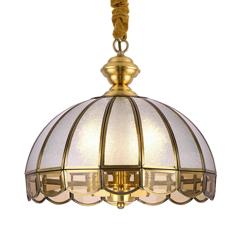 Vintage Brass Water Glass Dome Pendant Lamp: Hanging Ceiling Light With 1 Bulb