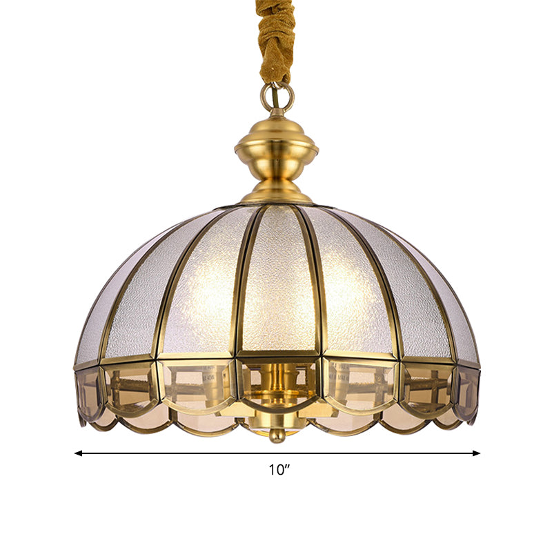 Vintage Brass Water Glass Dome Pendant Lamp: Hanging Ceiling Light With 1 Bulb