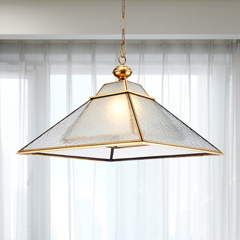 Vintage Double Tower Hanging Ceiling Lamp In Gold With Water Glass Fixture