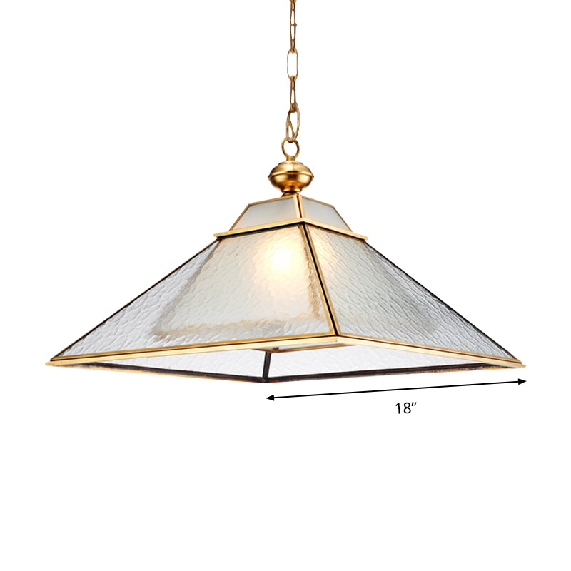 Vintage Double Tower Hanging Ceiling Lamp In Gold With Water Glass Fixture