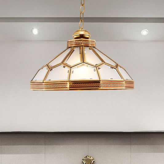 Traditional Bowl Pendant Light - Frosted White Glass In Gold Perfect For Living Room