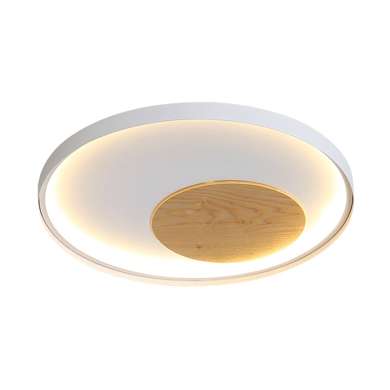 Modern Minimalist Disk Metal Ceiling Light Fixture - White/Black - LED Flush Mount - 12"/16"/19.5" Wide - Natural Light/Remote Control Dimming