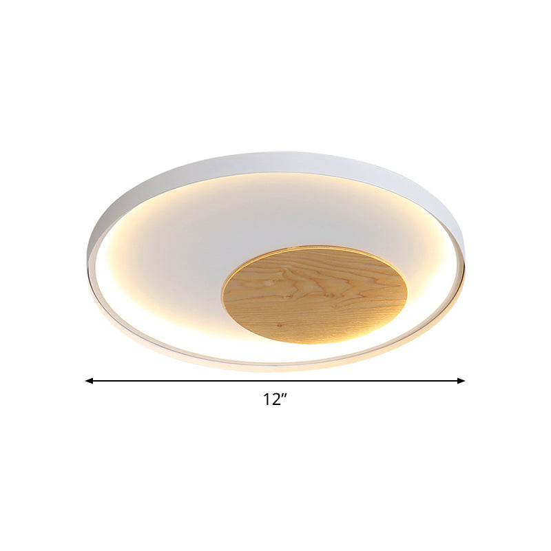 Modern Minimalist Disk Metal Ceiling Light Fixture - White/Black - LED Flush Mount - 12"/16"/19.5" Wide - Natural Light/Remote Control Dimming