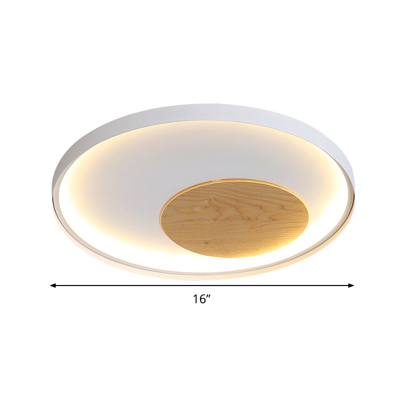 Modern Minimalist Disk Metal Ceiling Light Fixture - White/Black - LED Flush Mount - 12"/16"/19.5" Wide - Natural Light/Remote Control Dimming