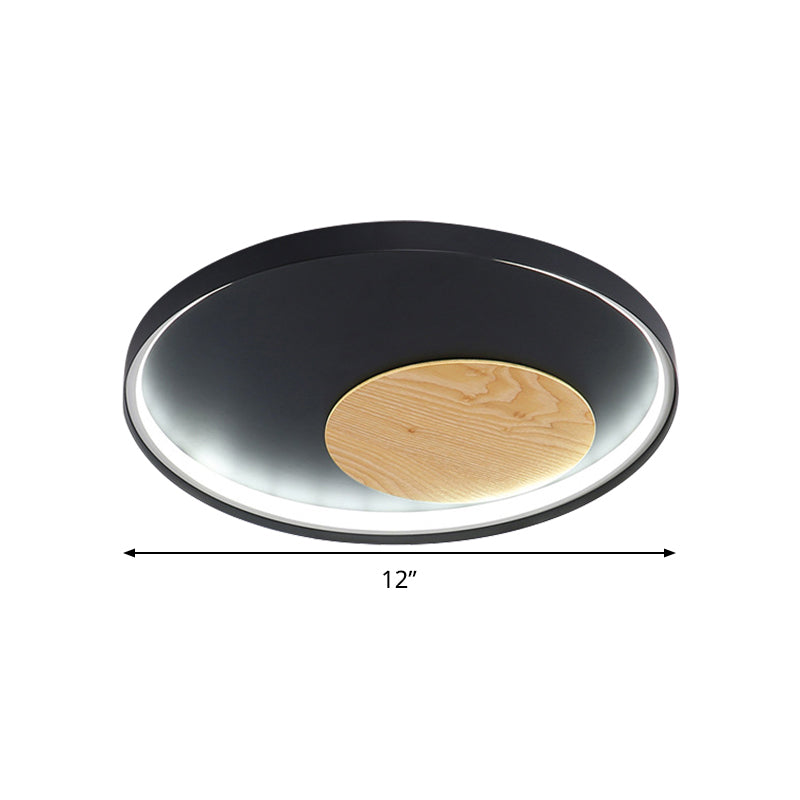 Modern Minimalist Disk Metal Ceiling Light Fixture - White/Black Led Flush Mount 12/16/19.5 Wide
