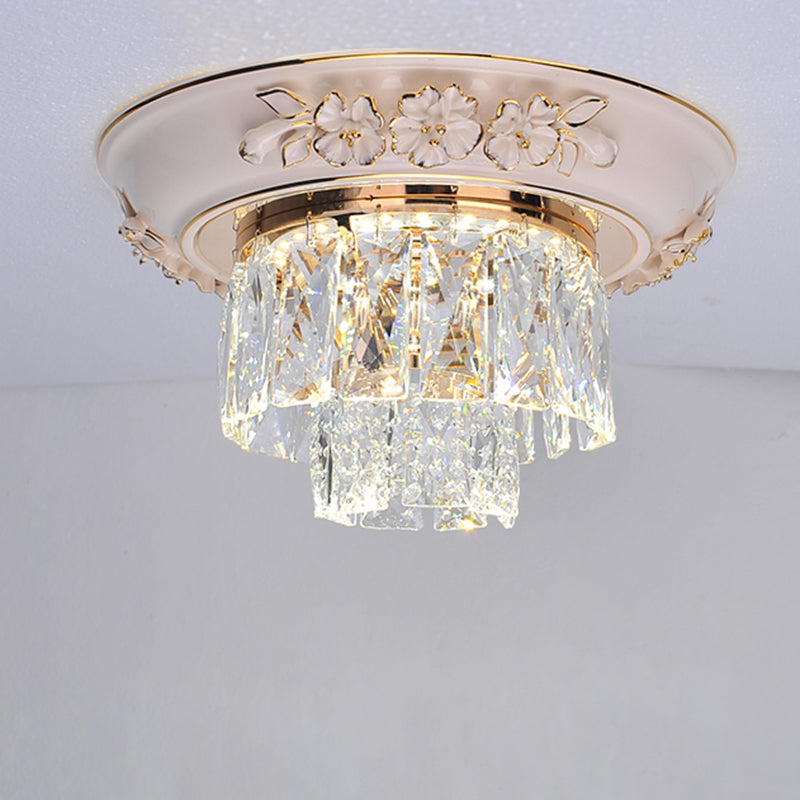 Minimalist Crystal Block LED Ceiling Fixture - Beige/Blue - 12"/14"/18" Wide