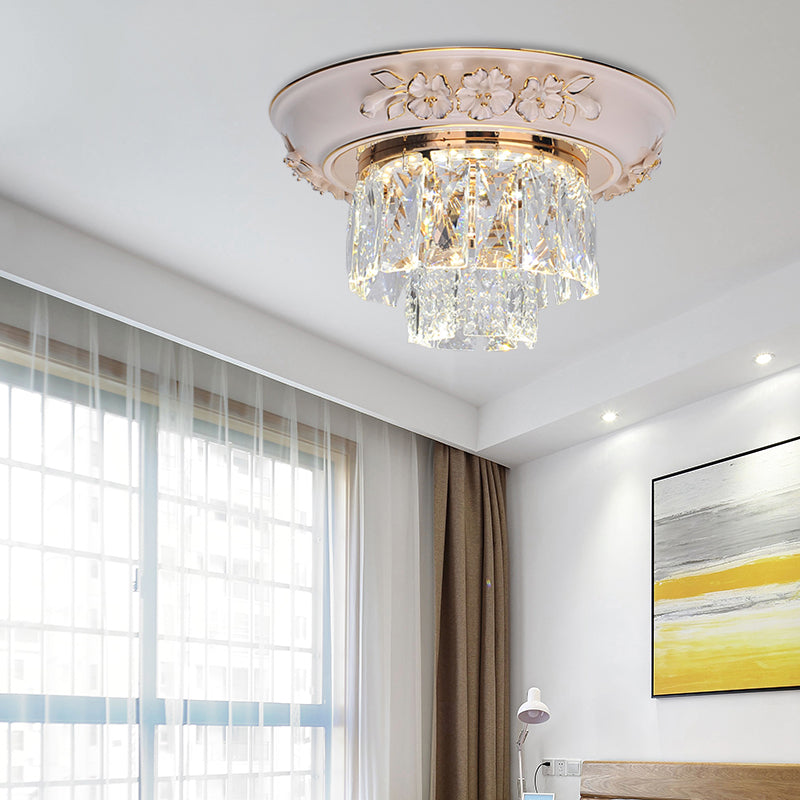 Minimalist Crystal Block LED Ceiling Fixture - Beige/Blue - 12"/14"/18" Wide