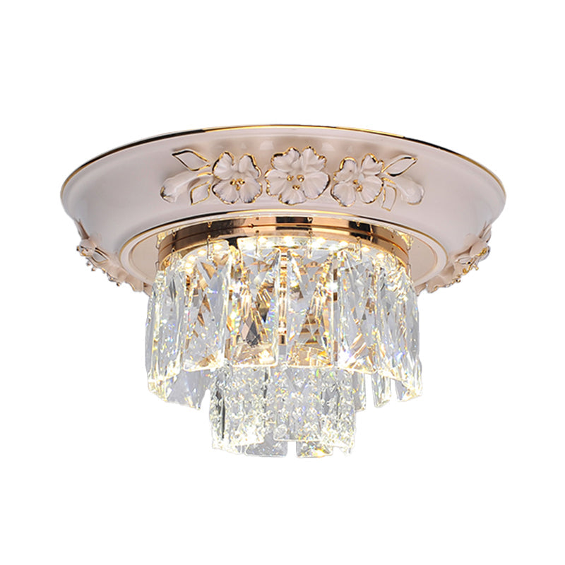 Minimalist Crystal Block LED Ceiling Fixture - Beige/Blue - 12"/14"/18" Wide