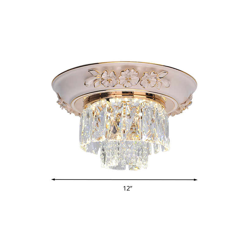 Minimalist Crystal Block LED Ceiling Fixture - Beige/Blue - 12"/14"/18" Wide