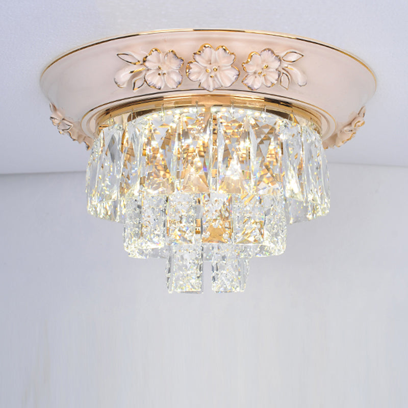 Minimalist Crystal Block LED Ceiling Fixture - Beige/Blue - 12"/14"/18" Wide
