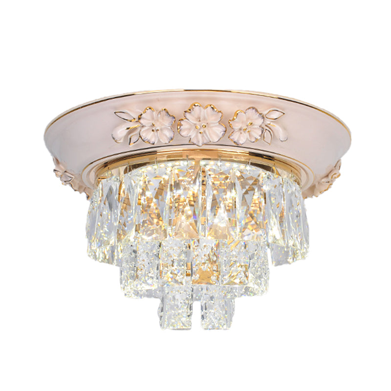 Minimalist Crystal Block LED Ceiling Fixture - Beige/Blue - 12"/14"/18" Wide