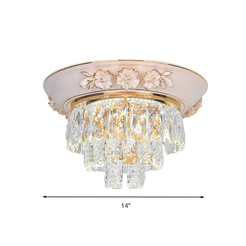Minimalist Crystal Block LED Ceiling Fixture - Beige/Blue - 12"/14"/18" Wide
