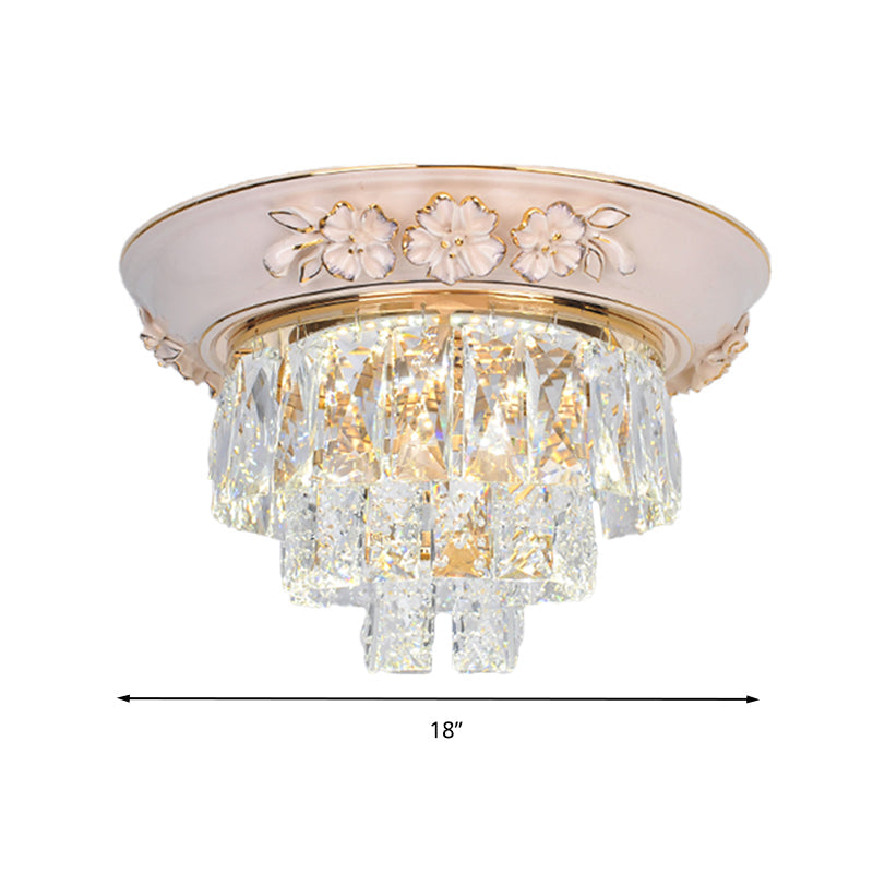 Minimalist Crystal Block LED Ceiling Fixture - Beige/Blue - 12"/14"/18" Wide