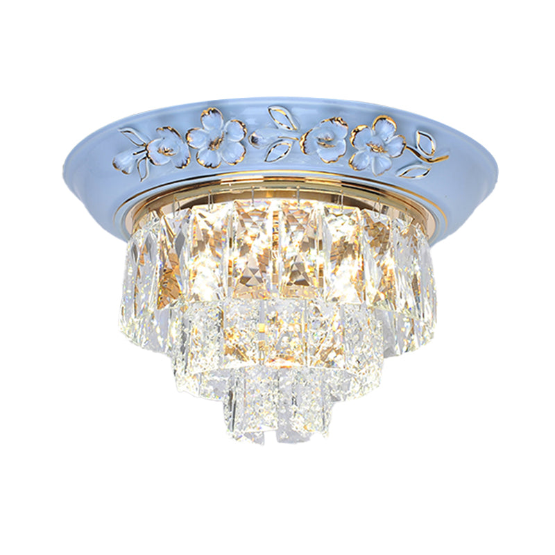 Minimalist Crystal Block LED Ceiling Fixture - Beige/Blue - 12"/14"/18" Wide