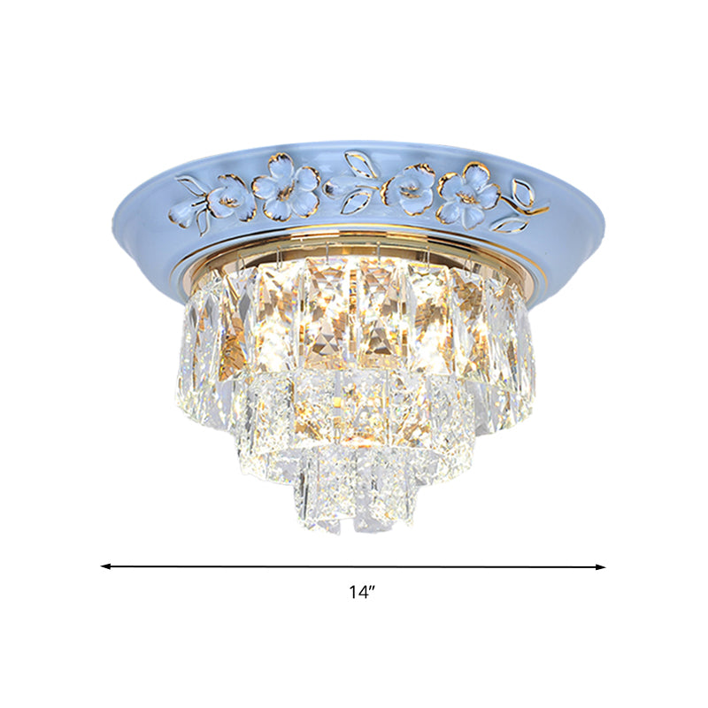 Minimalist Crystal Block LED Ceiling Fixture - Beige/Blue - 12"/14"/18" Wide