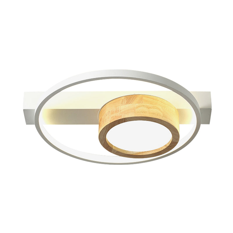Plafonnier LED minimaliste gris/blanc à encastrer pour salon - Finition bois