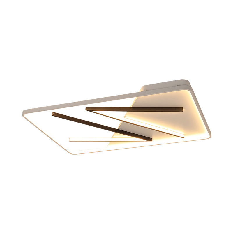 Modern Acrylic Double V-Shape Ceiling Lamp, Black and White, LED Flush Mount Light with Stepless Dimming - Remote Control, Warm/White Light