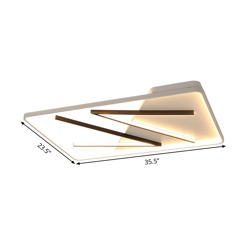Modern Acrylic Double V-Shape Ceiling Lamp, Black and White, LED Flush Mount Light with Stepless Dimming - Remote Control, Warm/White Light