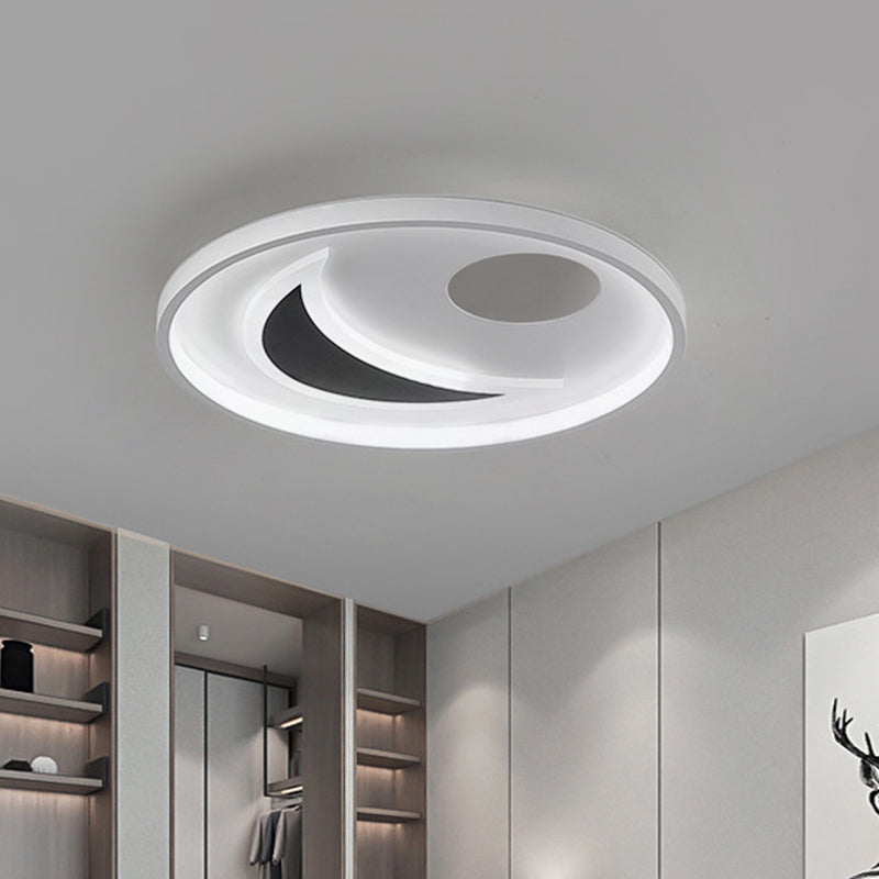 Minimalistic Geometric Acrylic Ceiling Mount Led Flush Light - Black & White-16.5/20.5 Wide Remote