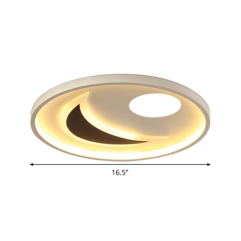 Minimalistic Geometric Acrylic Ceiling Mount LED Flush Light - Black & White-16.5"/20.5" Wide - Remote Control Dimming