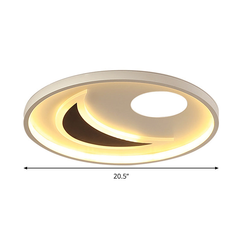 Minimalistic Geometric Acrylic Ceiling Mount LED Flush Light - Black & White-16.5"/20.5" Wide - Remote Control Dimming