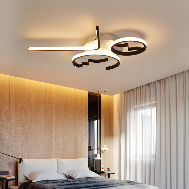 Contemporary Geometric Flush Mount Lighting - Acrylic, 3/4 Lights, Black/White, Warm/White Light