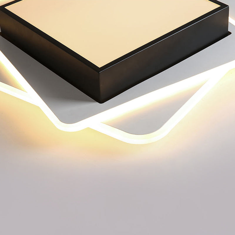 Contemporary Black Led Flush Mount Ceiling Light With Warm/White Lighting