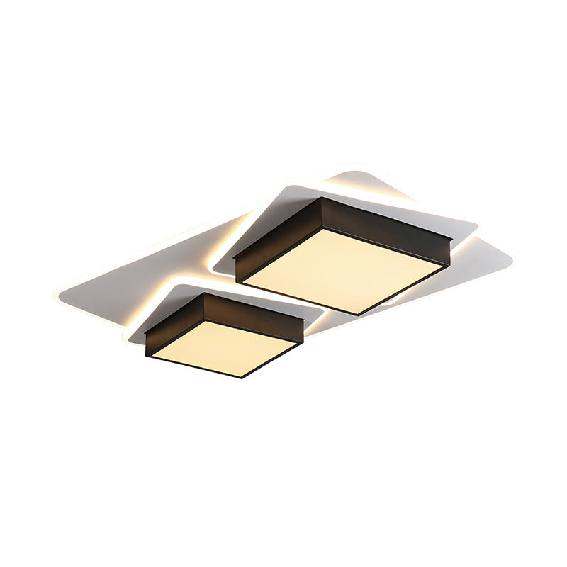 Modern Black LED Square Acrylic Flush Mount Ceiling Lighting, Warm/White Light