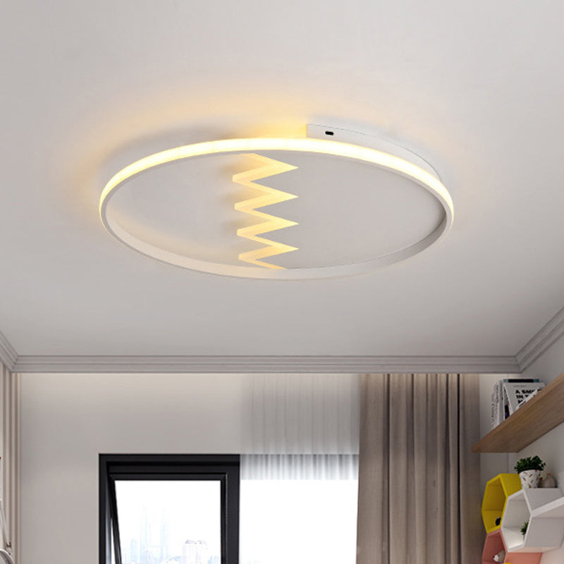 Contemporary Acrylic Round Ceiling Light, 22"/26" Wide, Black/White LED Flush Mount Fixture with Remote Control Dimming - Warm/White Light