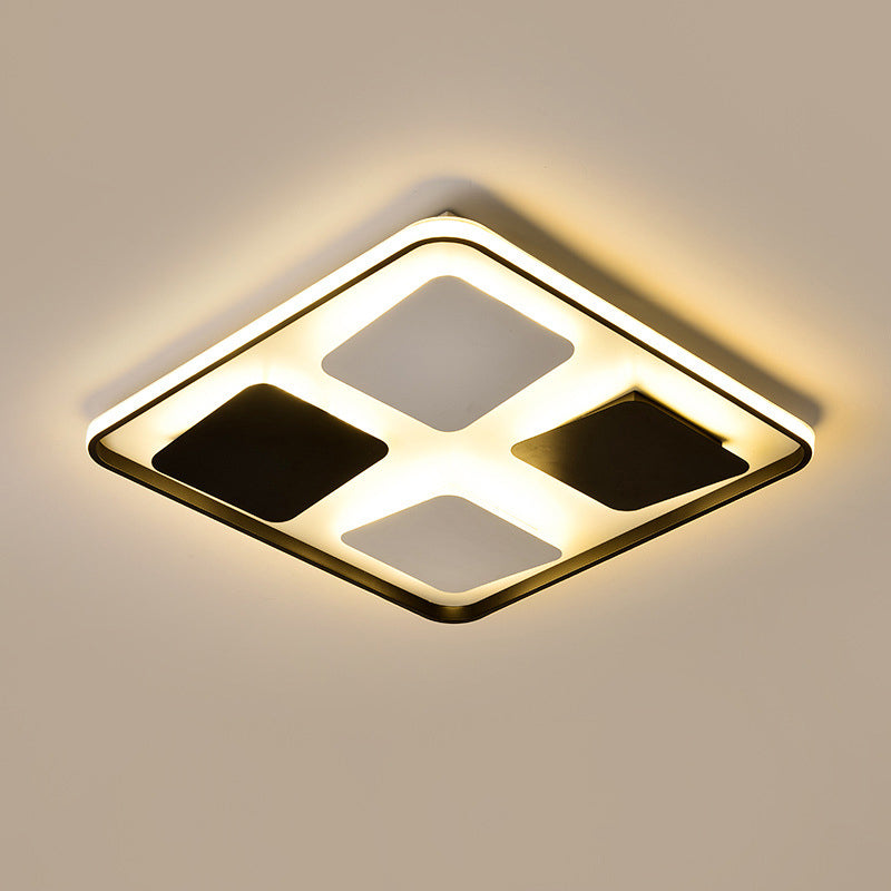 Modern LED Ceiling Light with Black & White Acrylic Shade - Warm/White Light