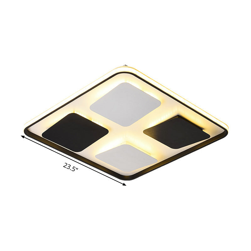 Modern LED Ceiling Light with Black & White Acrylic Shade - Warm/White Light