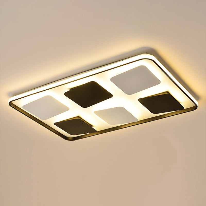 Modern LED Ceiling Light with Black & White Acrylic Shade - Warm/White Light