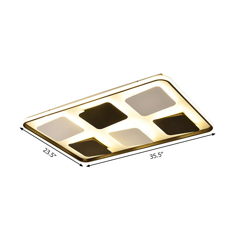 Modern LED Ceiling Light with Black & White Acrylic Shade - Warm/White Light