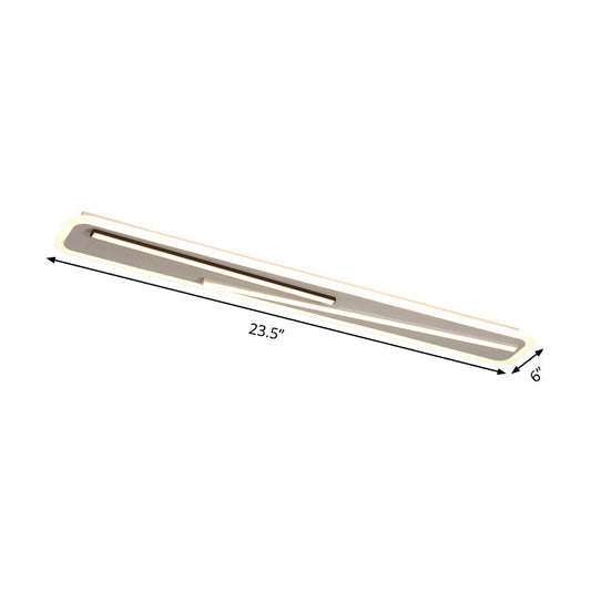 19.5/23.5 Wide Rectangle Ceiling Light Fixture: Acrylic Simple Style Black/White Led Flush Mount
