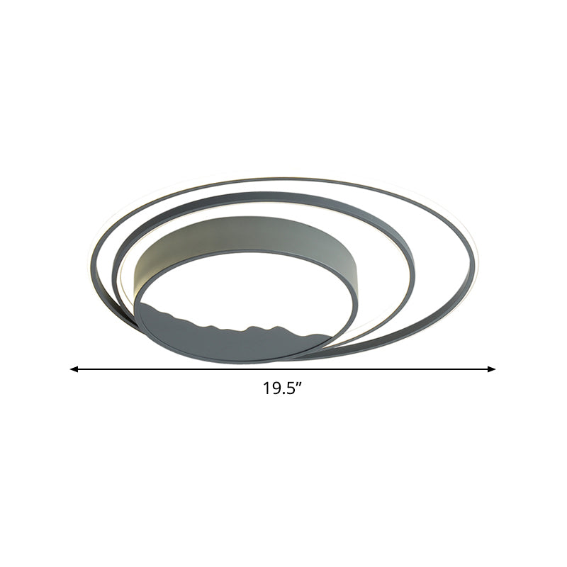 Macaron Grey/White Drum Acrylic Flush Mount LED Ceiling Light - 19.5"/23.5" Wide - Perfect for Bedrooms