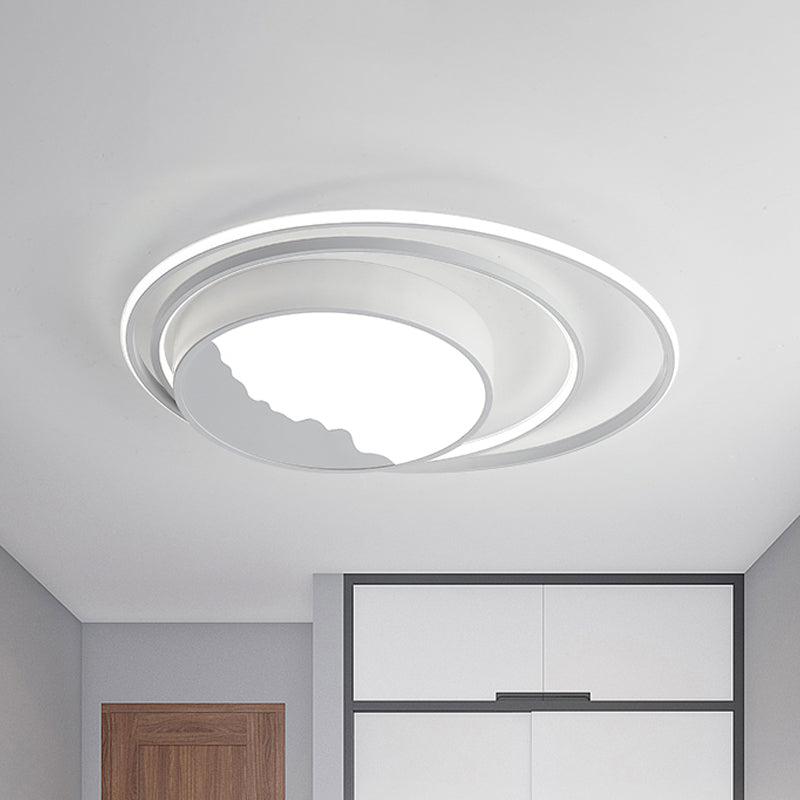 Macaron Grey/White Drum Acrylic Flush Mount LED Ceiling Light - 19.5"/23.5" Wide - Perfect for Bedrooms