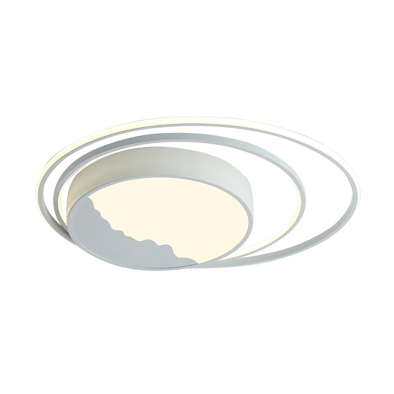 Macaron Grey/White Drum Acrylic Flush Mount LED Ceiling Light - 19.5"/23.5" Wide - Perfect for Bedrooms